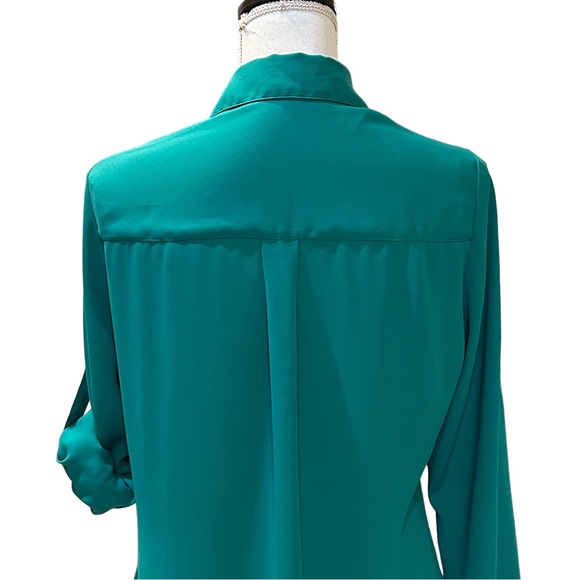 Express The Portofino Convertible Sleeve Shirt Women’s SZ Small in Bright Jade - Picture 5 of 7